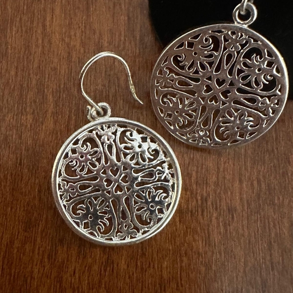 Intricate Silver Dangle Earrings - Picture 2 of 3
